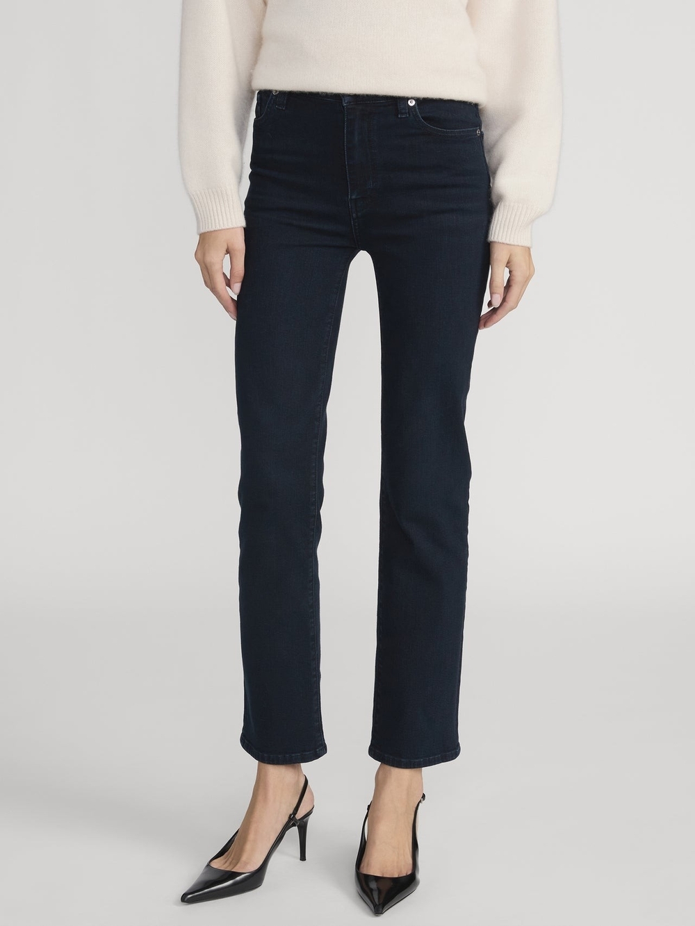 Frame Denim Le Sleek High Straight Jeans in Dark Indigo - Picture 3 of 10